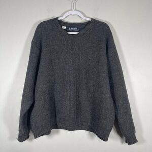 VTG French Connection 100% Wool Sweater Mens‎ XL Gray Pullover Cable Knit 90s